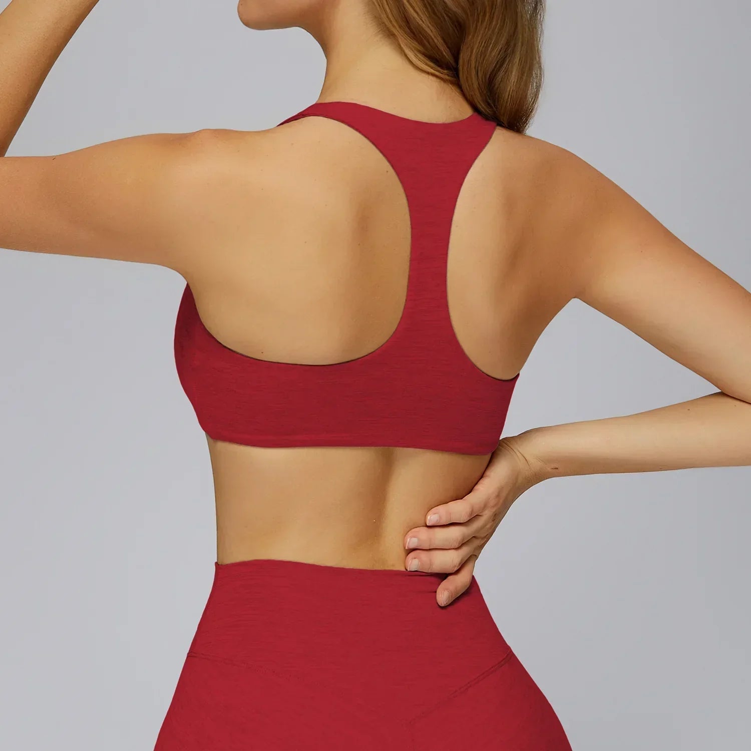 V-Neck Sports Bra with Removable Pads - Quick-Dry Push-Up