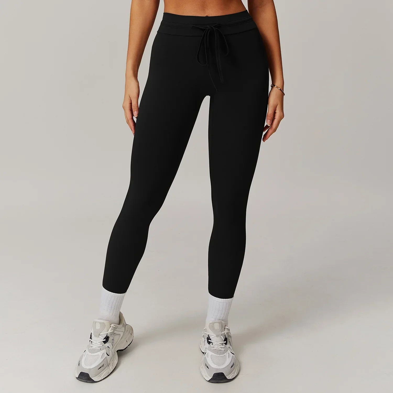 High-Waist Strap Leggings - Push-Up Stretch Gym Tights