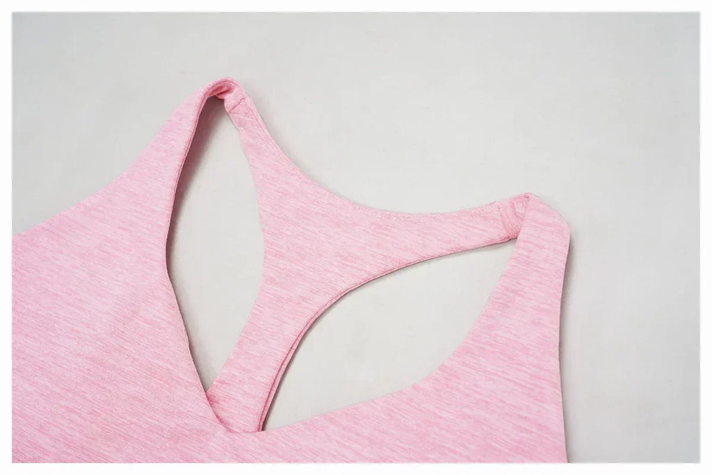 V-Neck Sports Bra with Removable Pads - Quick-Dry Push-Up