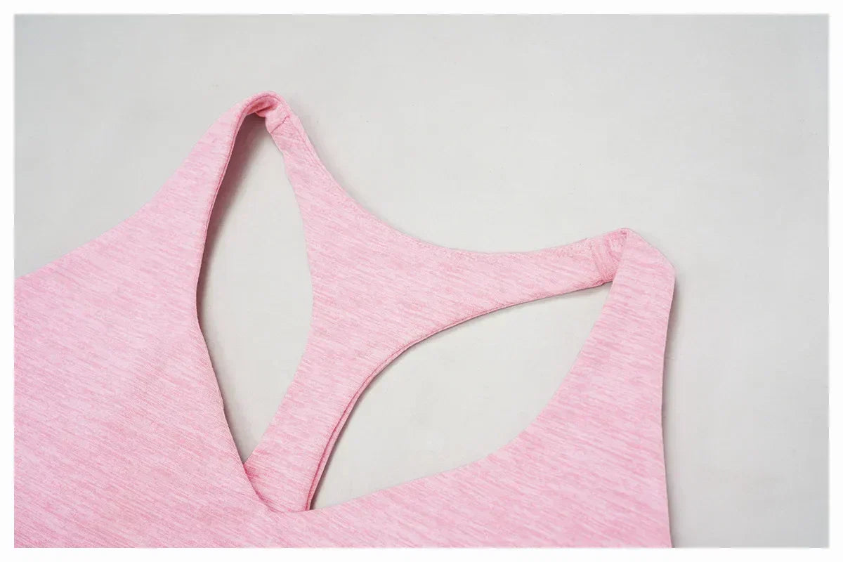V-Neck Sports Bra with Removable Pads - Quick-Dry Push-Up