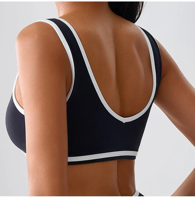 Patchwork Push-Up Sports Bra - Breathable Tank Crop Top