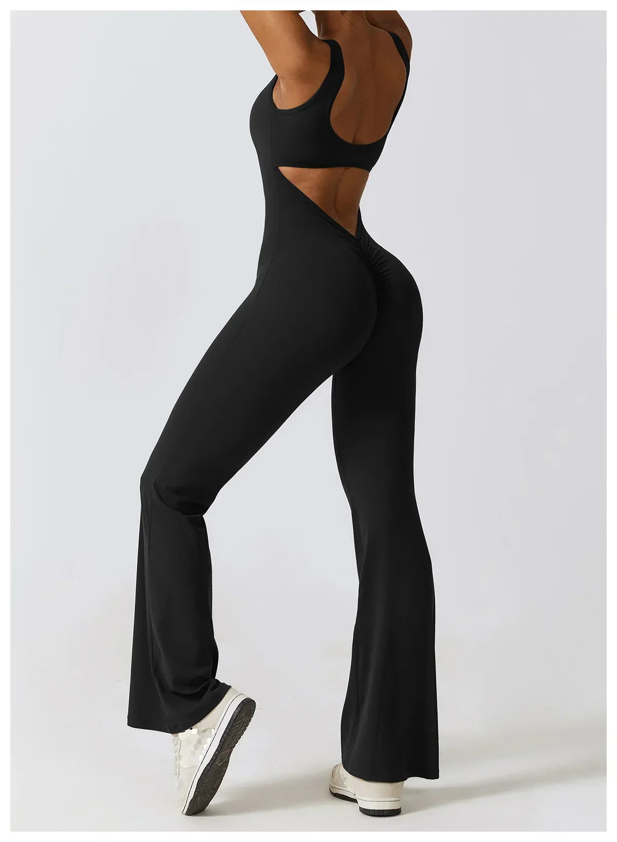 One-Piece Stretch Bodysuit - Women's Push-Up Workout Jumpsuit