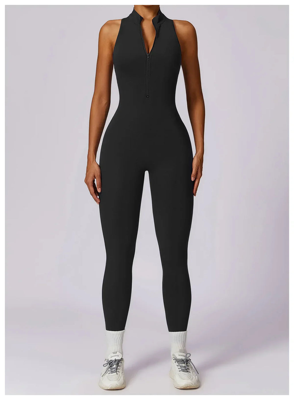 Zip-Front Yoga Jumpsuit - Women's Pilates & Gym Overalls