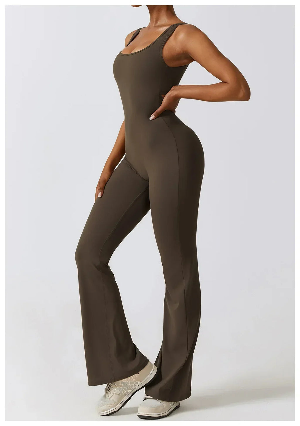 One-Piece Stretch Bodysuit - Women's Push-Up Workout Jumpsuit