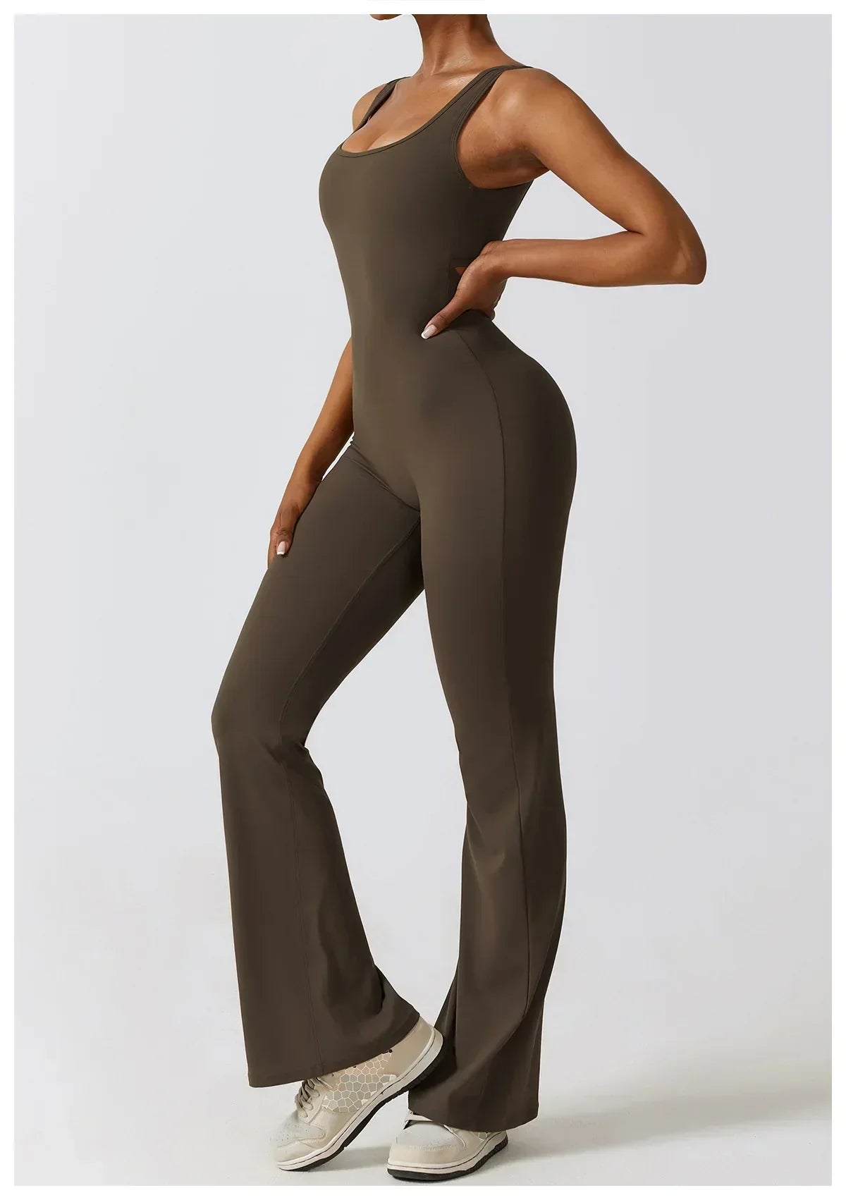 One-Piece Stretch Bodysuit - Women's Push-Up Workout Jumpsuit