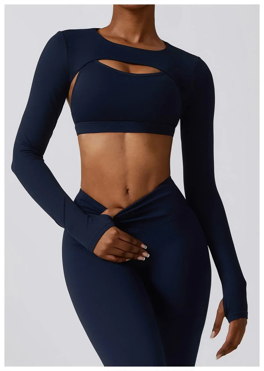 2/3-Piece Activewear Set - Leggings, Bra & Long Sleeve Top