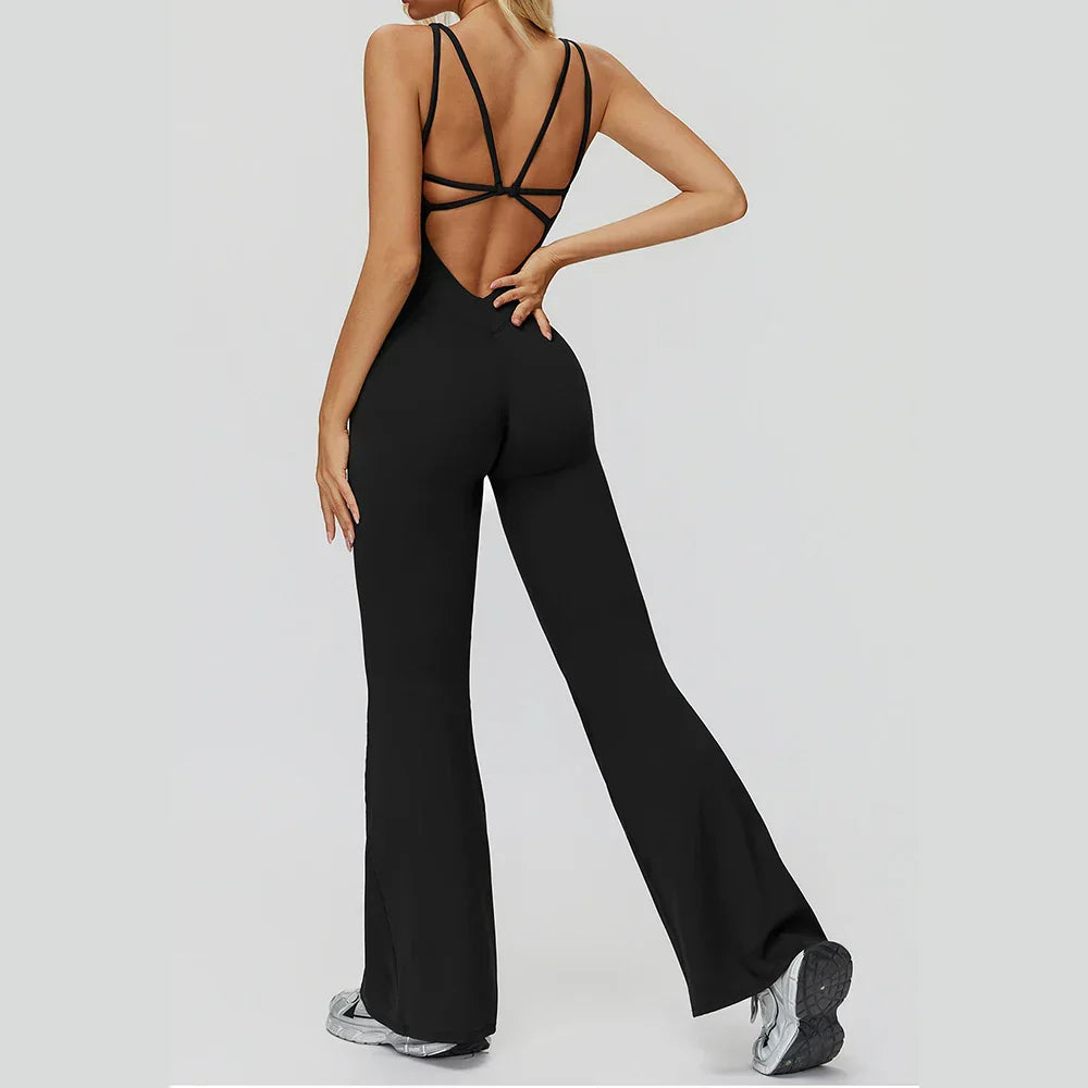 Stretch Push-Up Romper - Women's Yoga & Gym Tracksuit Set