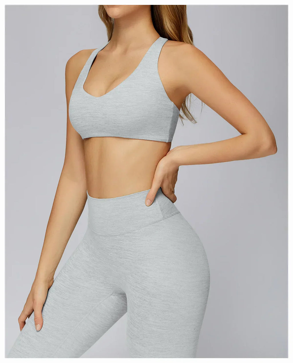 V-Neck Sports Bra with Removable Pads - Quick-Dry Push-Up