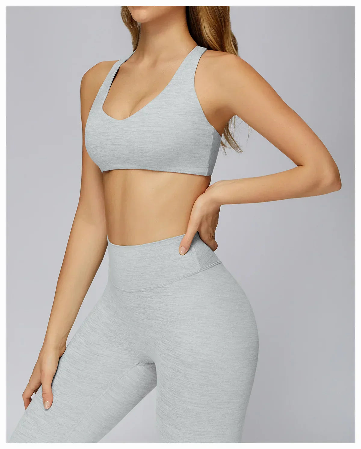 V-Neck Sports Bra with Removable Pads - Quick-Dry Push-Up