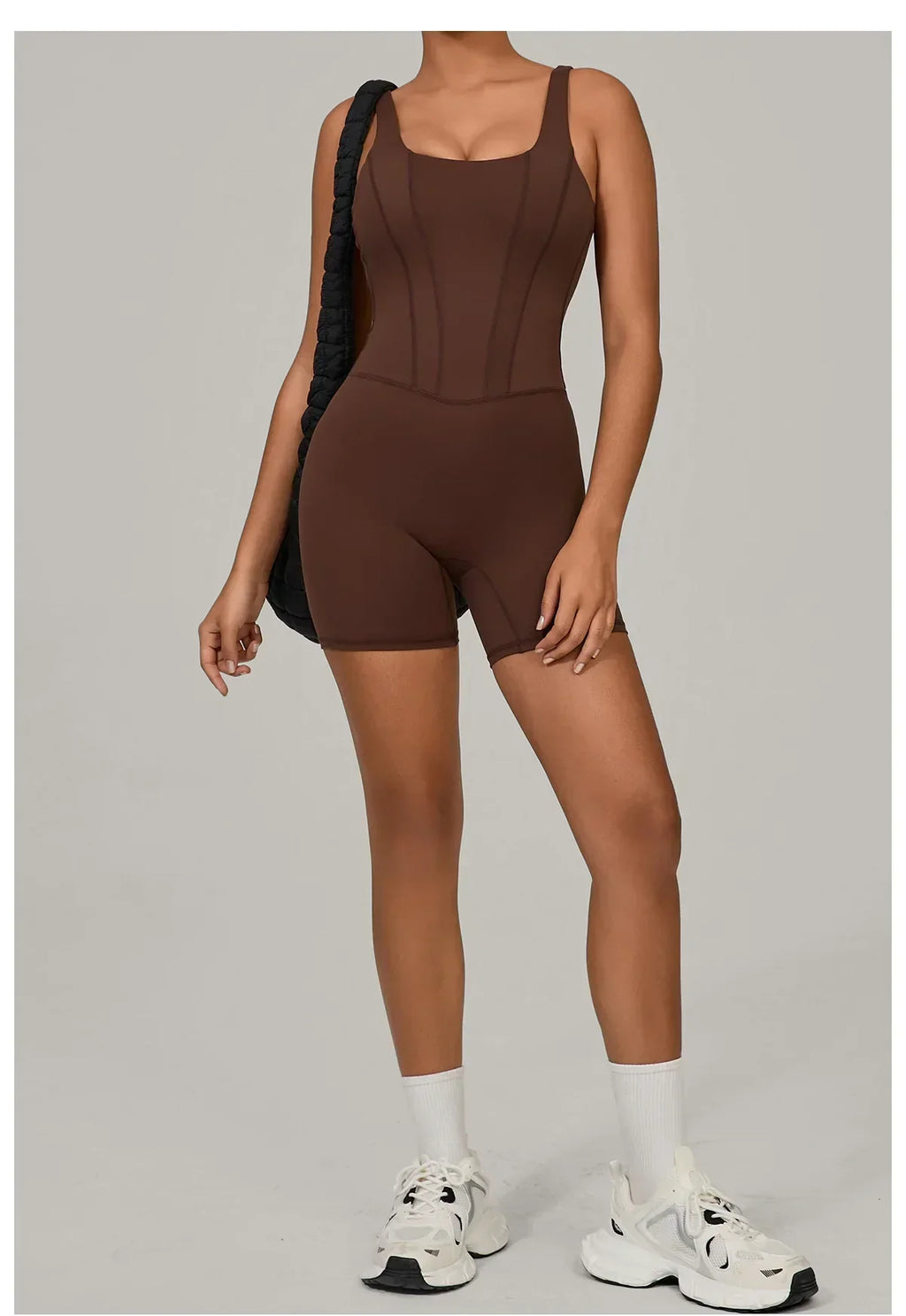 Backless Bodycon Romper - Women's Push-Up Workout Jumpsuit