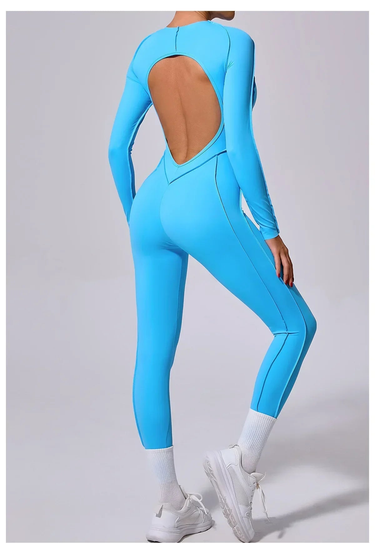 Long Sleeve Overalls Romper - Women's Running & Gym Jumpsuit