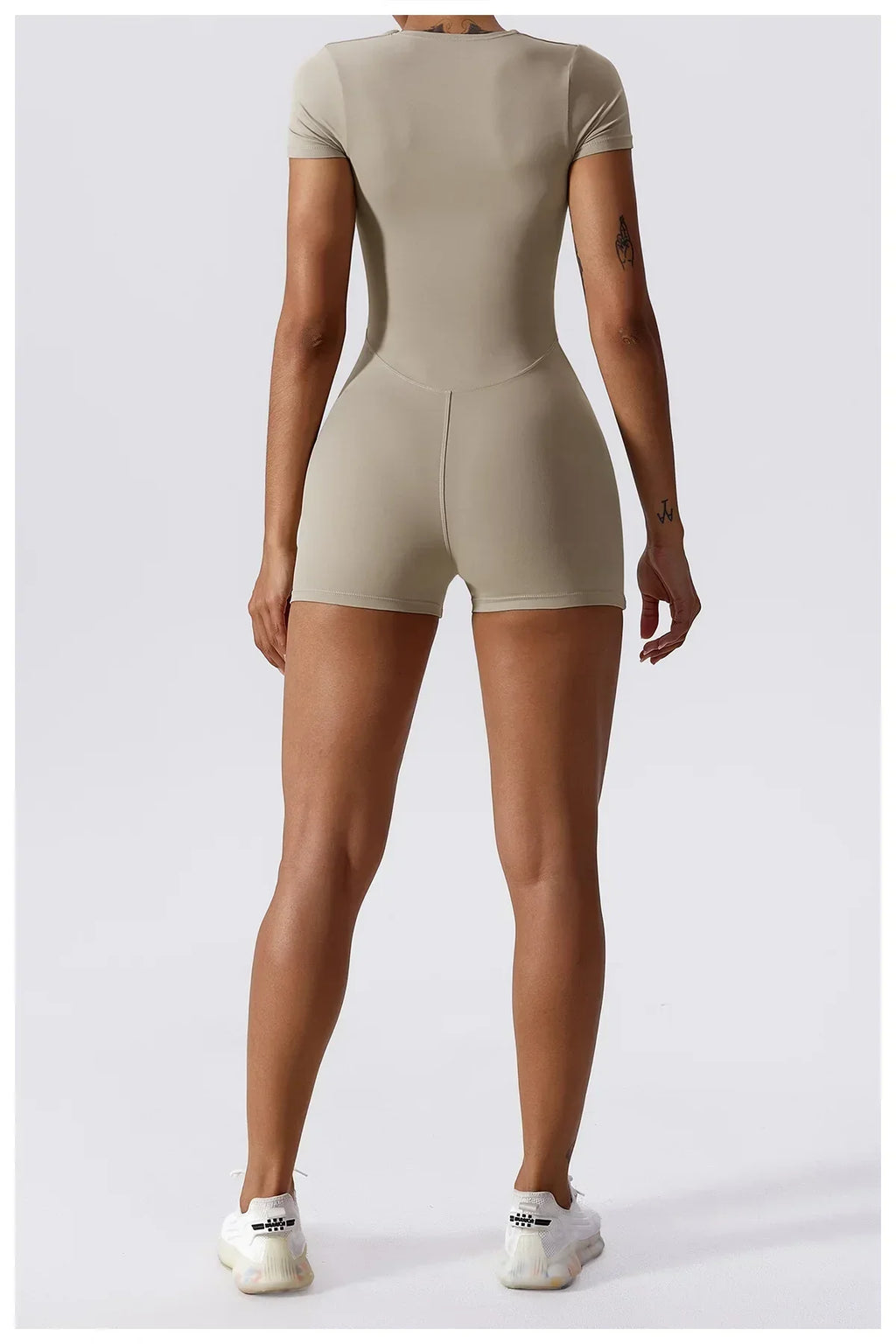 Short Sleeve One-Piece Yoga Suit - Women's Push-Up Bodysuit