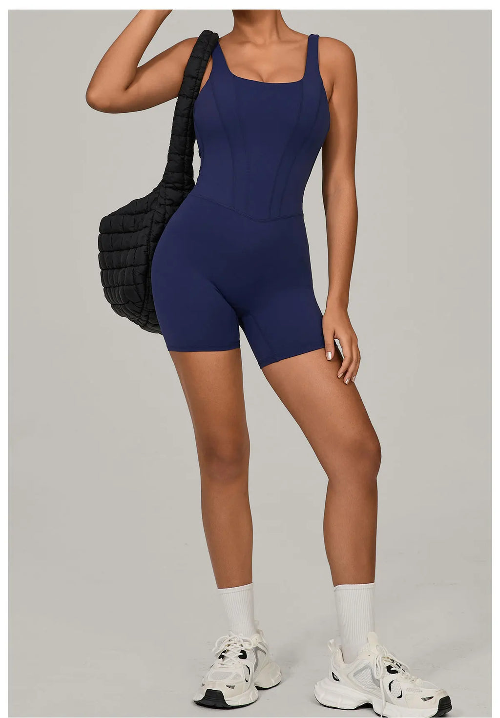 Backless Bodycon Romper - Women's Push-Up Workout Jumpsuit