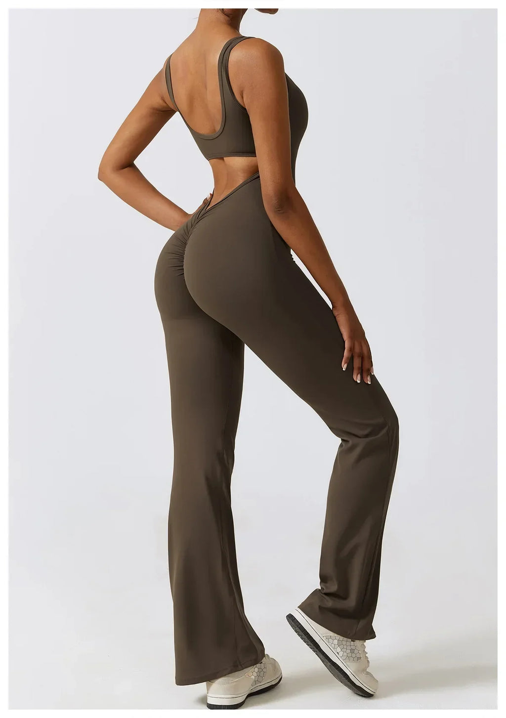 One-Piece Stretch Bodysuit - Women's Push-Up Workout Jumpsuit
