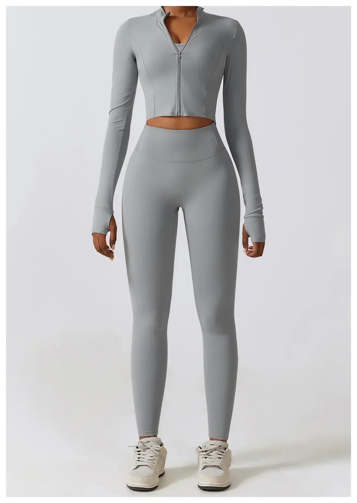 2/3-Piece Activewear Set - Leggings, Bra & Long Sleeve Top