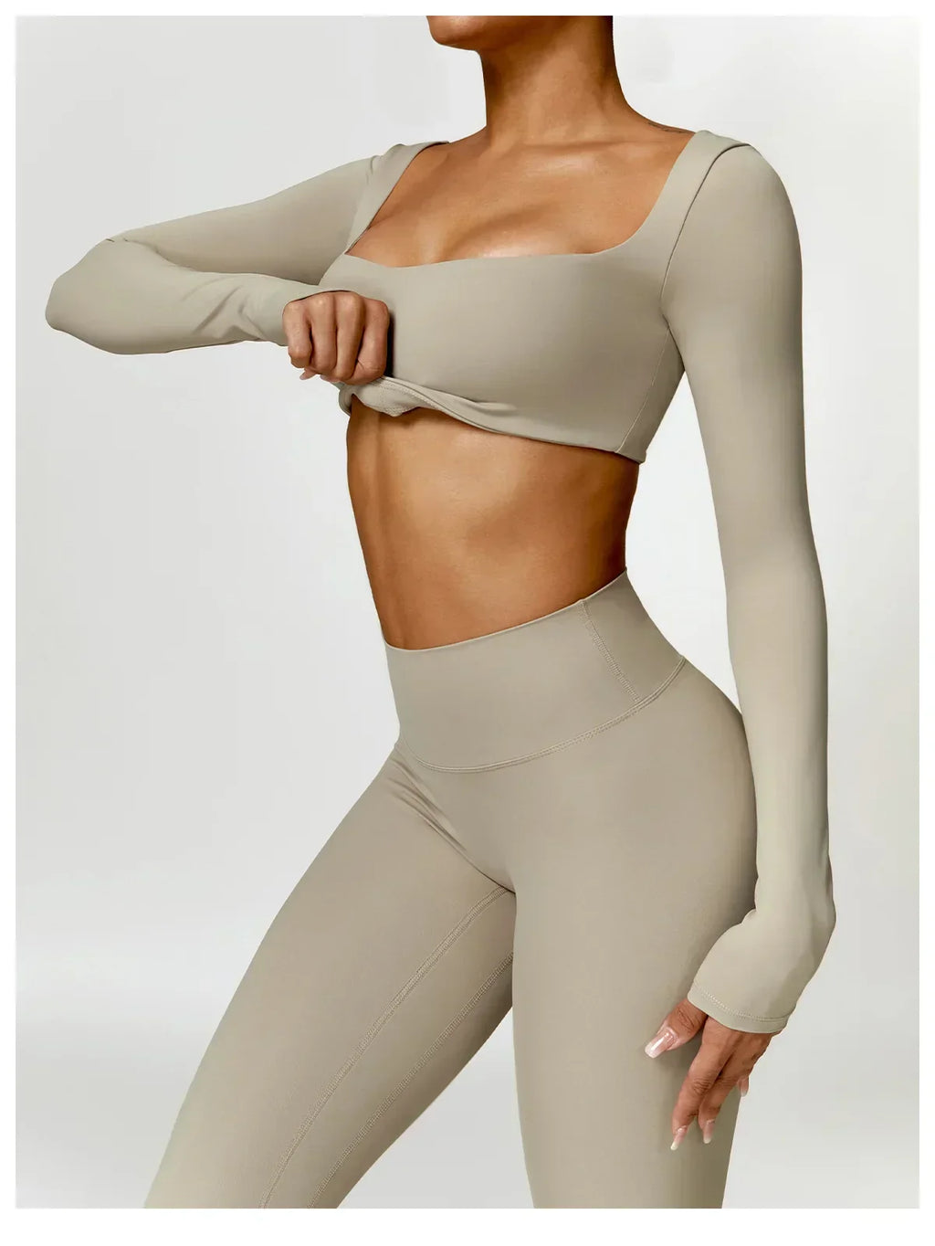 2-Piece Legging & Long Sleeve Set - Women's Yoga Tracksuit