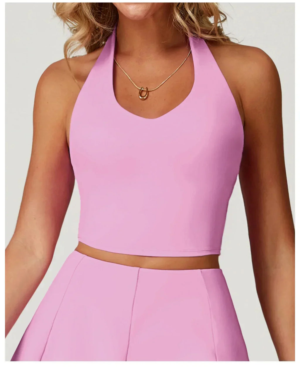 Halter Seamless Sports Bra - Quick-Dry Push-Up Tank