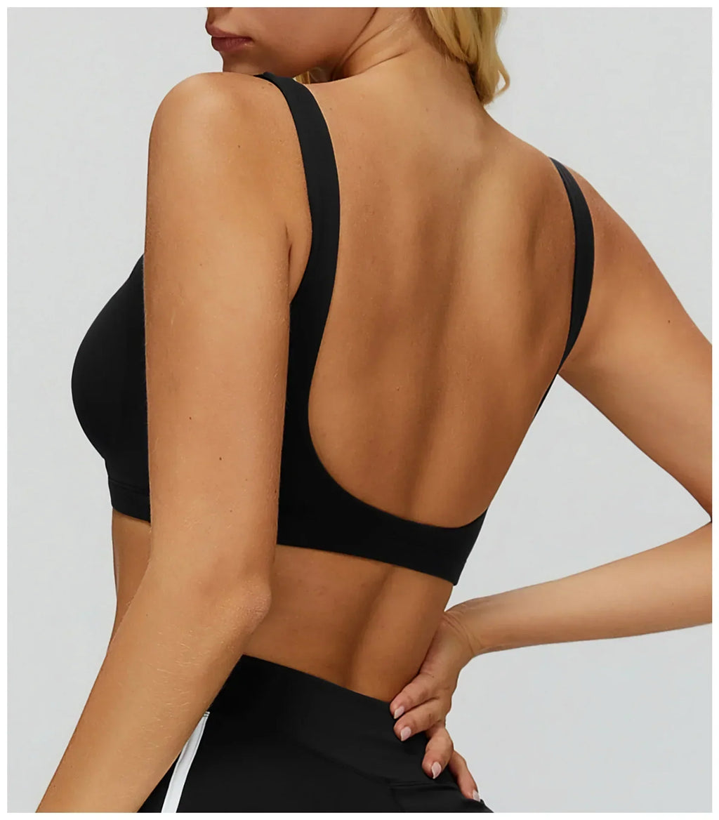 Backless Push-Up Sports Bra - Women's Athletic Crop Top