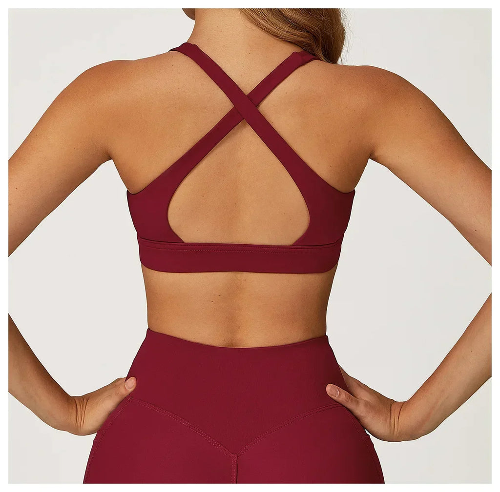 Backless Push-Up Fitness Bra - Athletic Crop Top