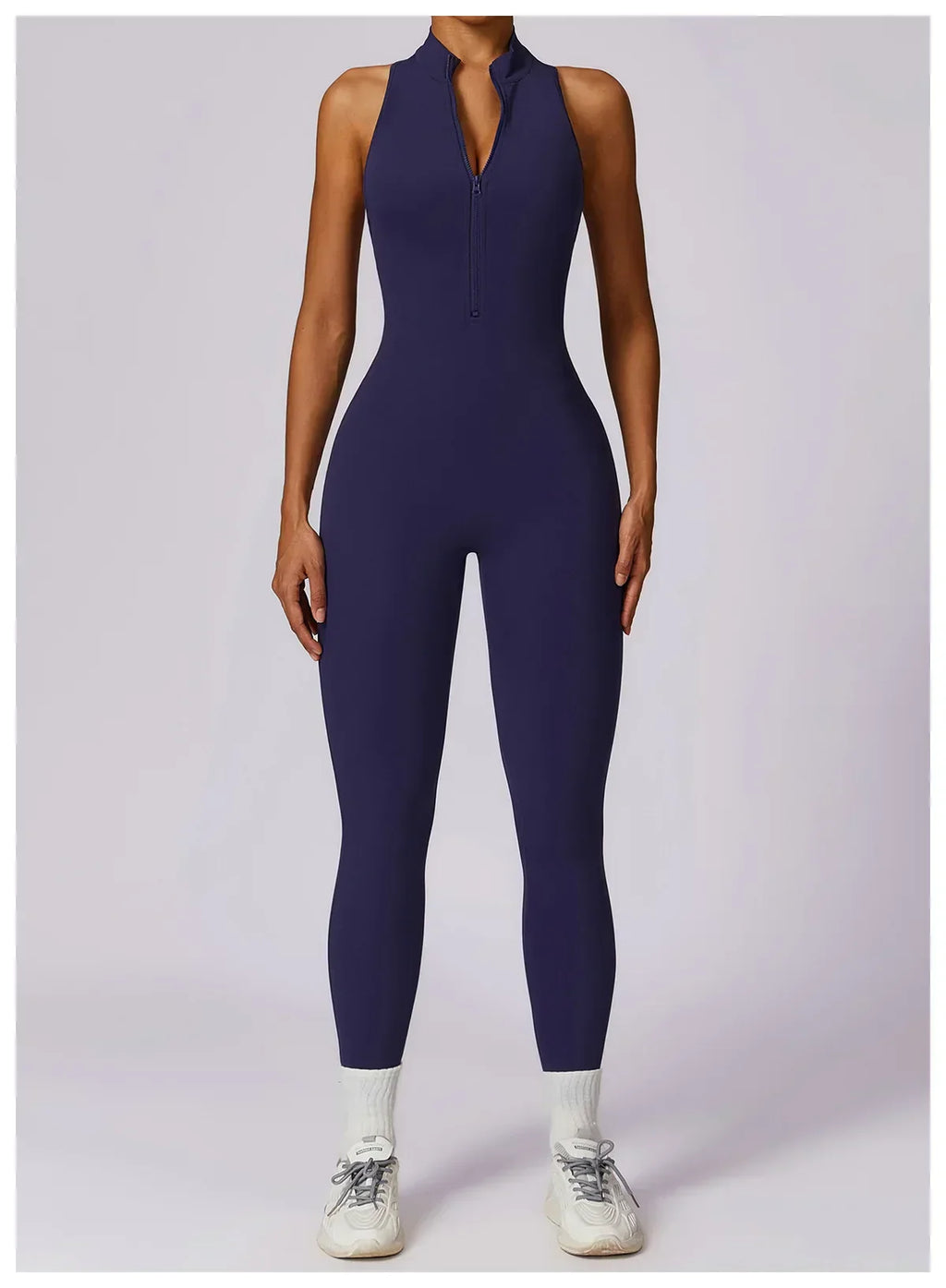 Zip-Front Yoga Jumpsuit - Women's Pilates & Gym Overalls