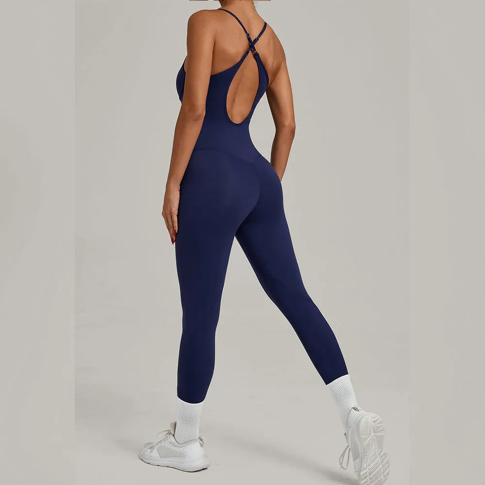 Scrunch Backless Romper - Women's One-Piece Yoga Jumpsuit