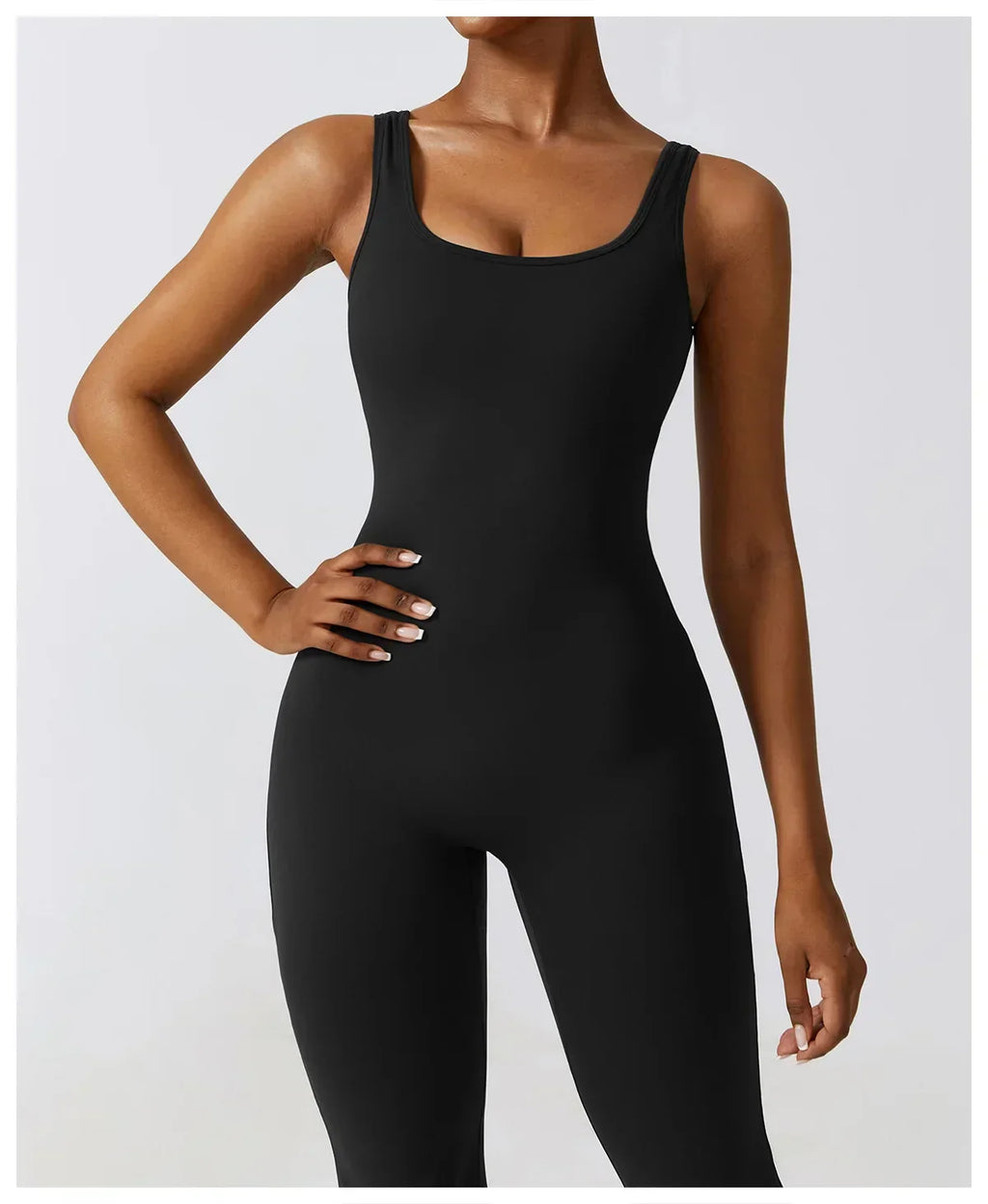 One-Piece Stretch Bodysuit - Women's Push-Up Workout Jumpsuit