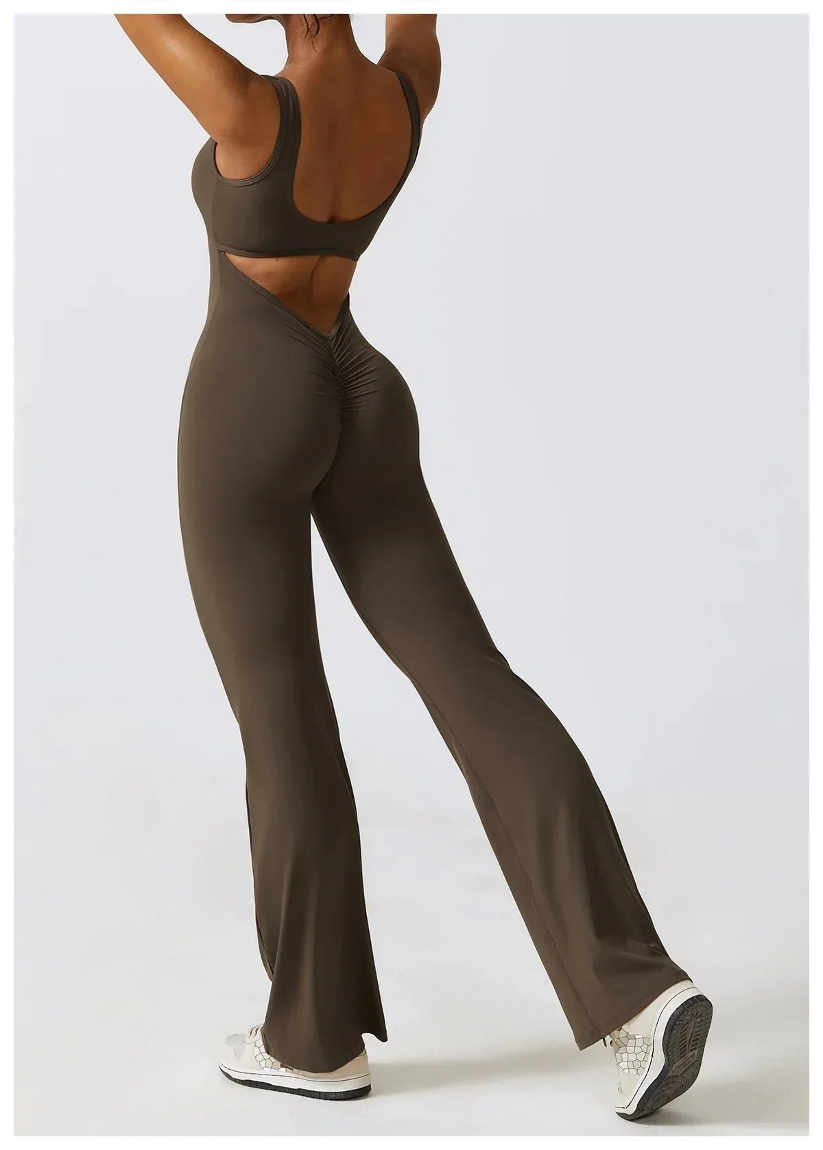 One-Piece Stretch Bodysuit - Women's Push-Up Workout Jumpsuit