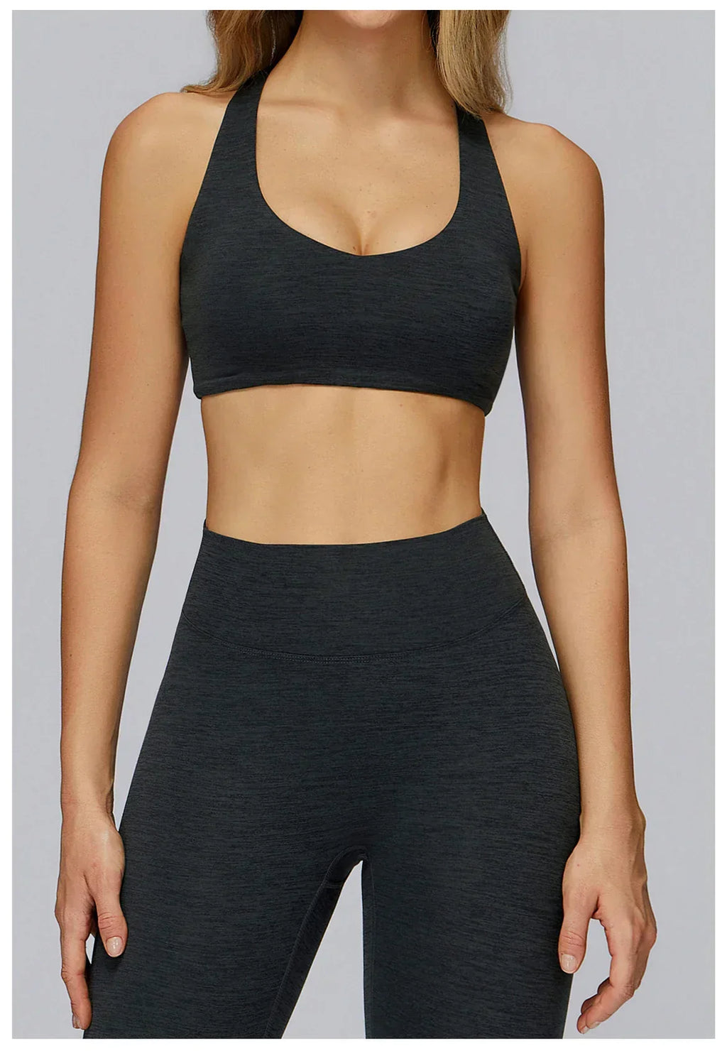 V-Neck Sports Bra with Removable Pads - Quick-Dry Push-Up