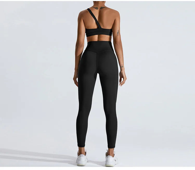 One-Shoulder Sports Bra - Women's High-Support Yoga Vest