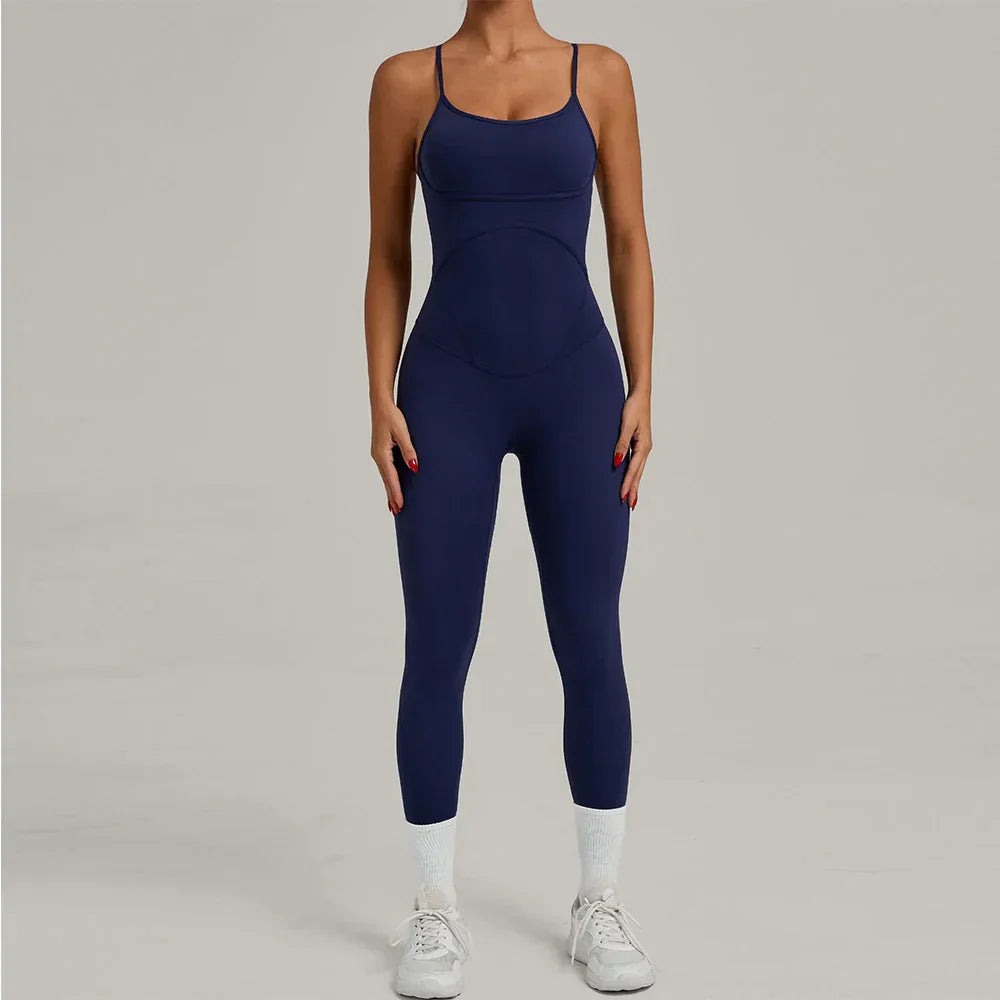 Scrunch Backless Romper - Women's One-Piece Yoga Jumpsuit
