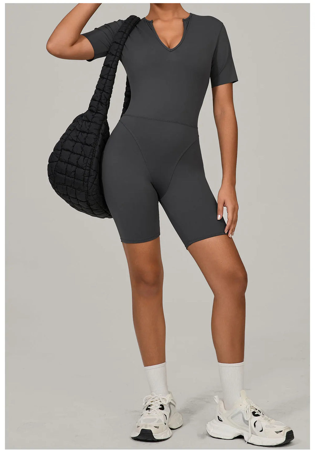 Short Sleeve Summer Romper - Women's Push-Up Yoga Bodysuit
