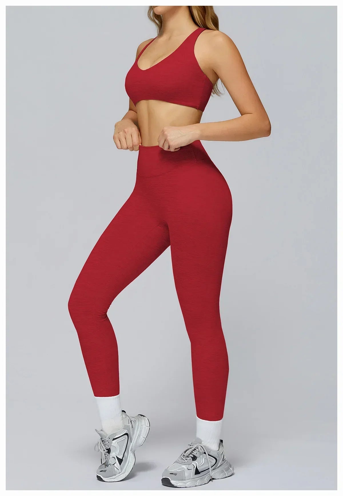 V-Neck Sports Bra with Removable Pads - Quick-Dry Push-Up