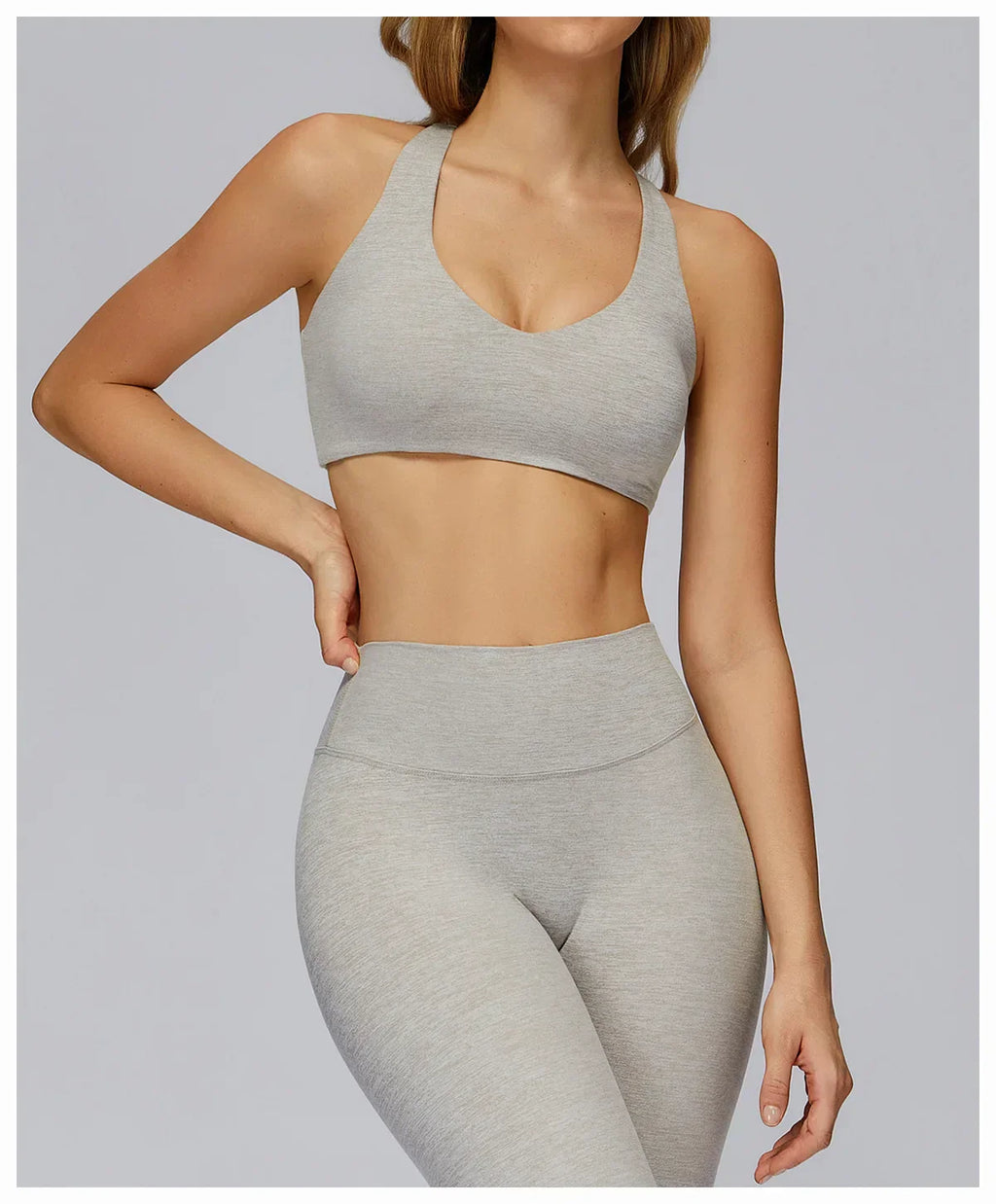V-Neck Sports Bra with Removable Pads - Quick-Dry Push-Up