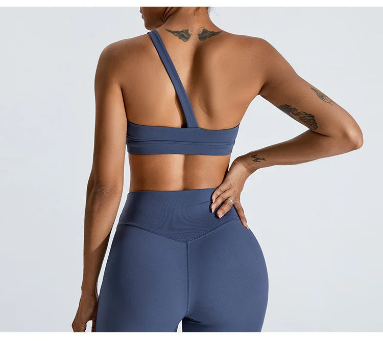 One-Shoulder Sports Bra - Women's High-Support Yoga Vest