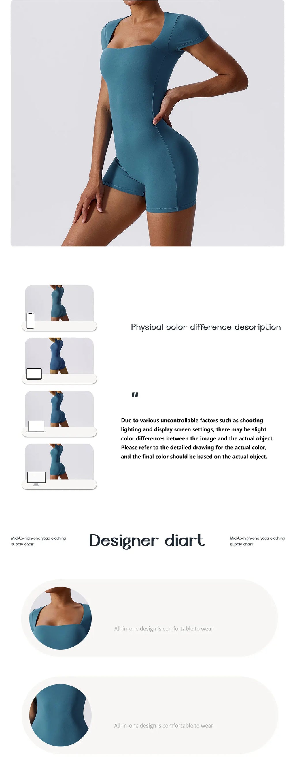 Short Sleeve One-Piece Yoga Suit - Women's Push-Up Bodysuit