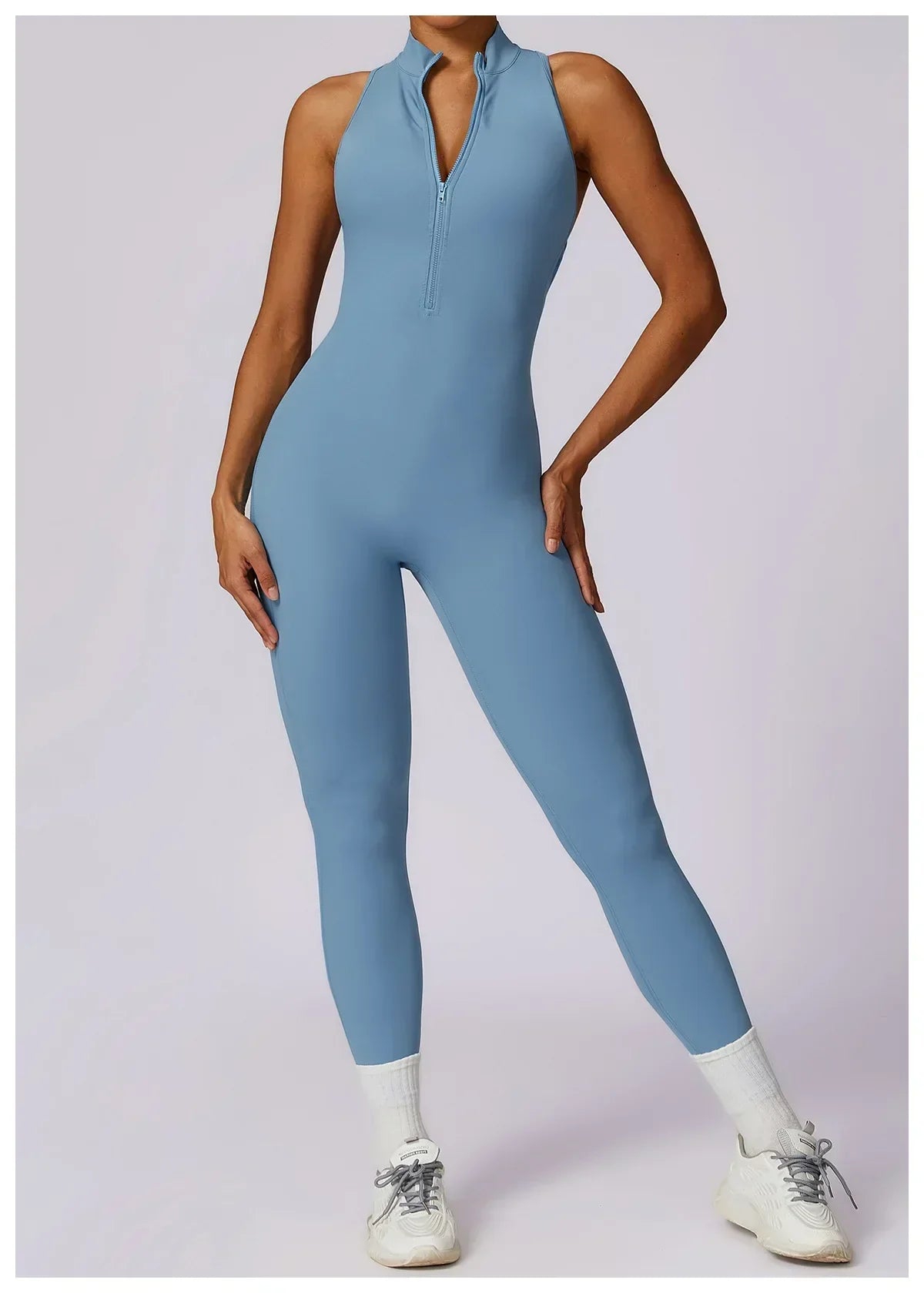 Zip-Front Yoga Jumpsuit - Women's Pilates & Gym Overalls