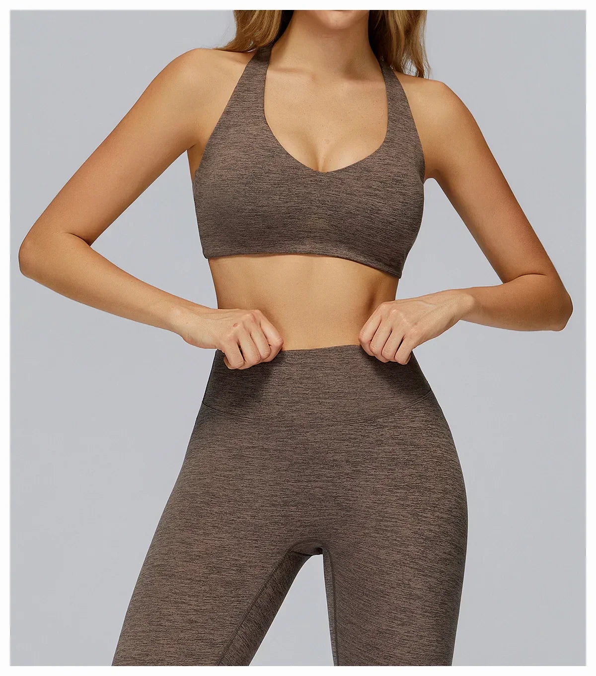 V-Neck Sports Bra with Removable Pads - Quick-Dry Push-Up