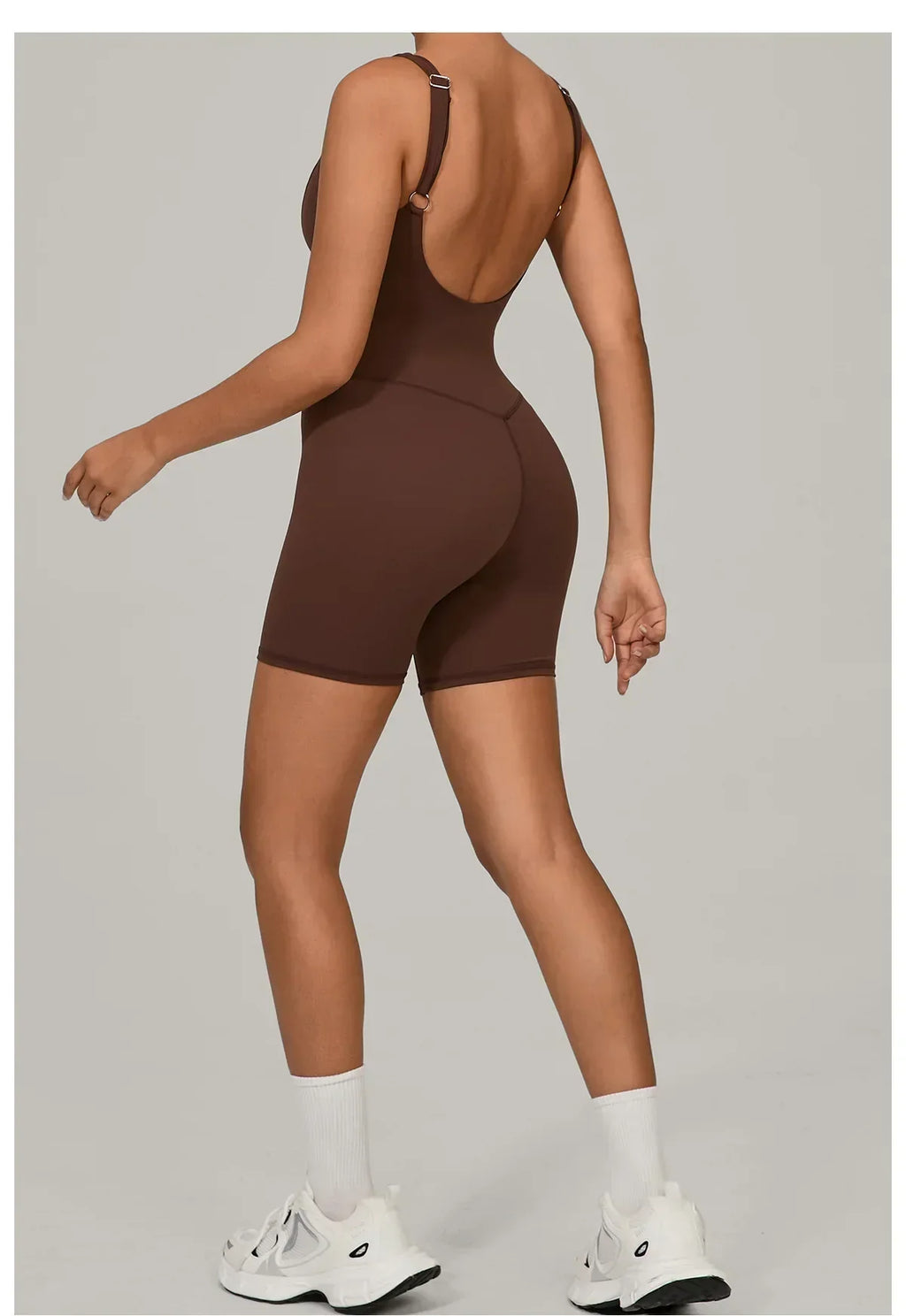 Backless Bodycon Romper - Women's Push-Up Workout Jumpsuit