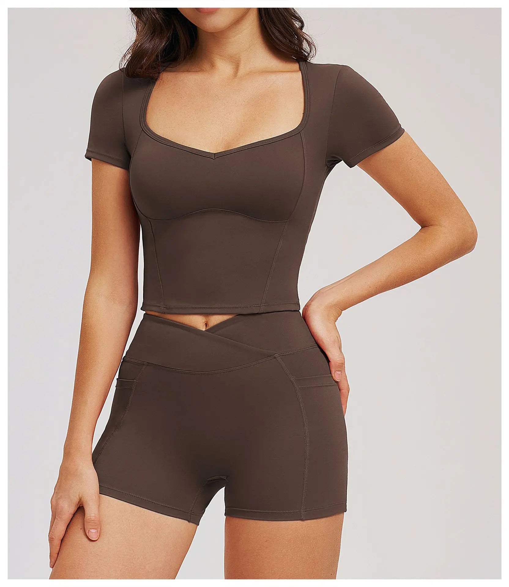 Short-Sleeve Stretch Sports Tee - Women's Yoga & Gym Top
