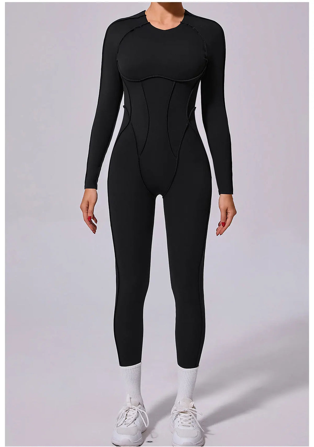 Long Sleeve Overalls Romper - Women's Running & Gym Jumpsuit