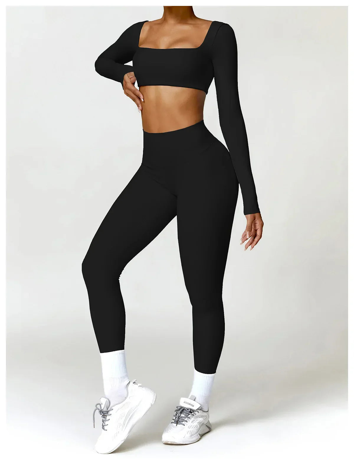2-Piece Legging & Long Sleeve Set - Women's Yoga Tracksuit