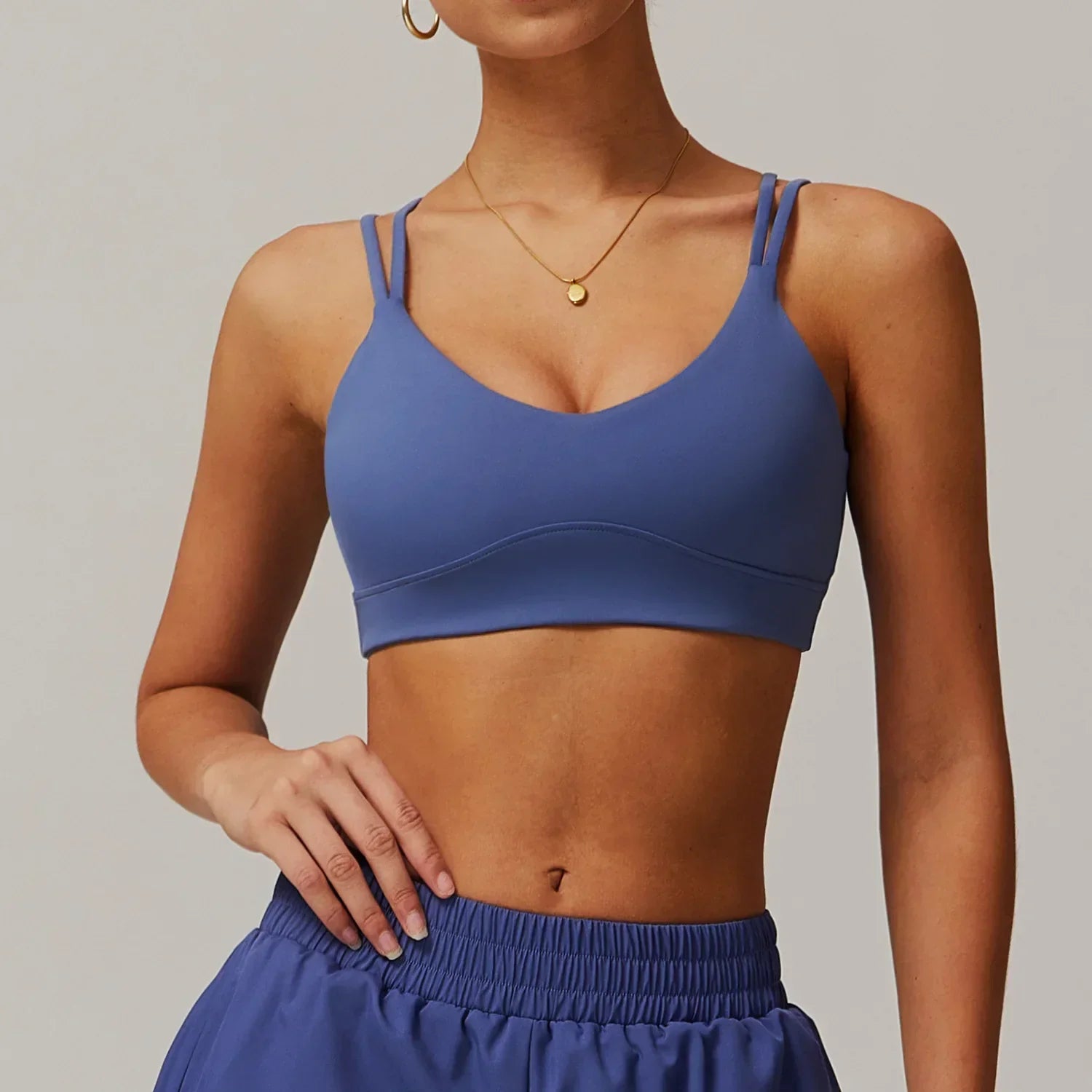 Criss-Cross Back Sports Bra - High-Support Padded Bralette
