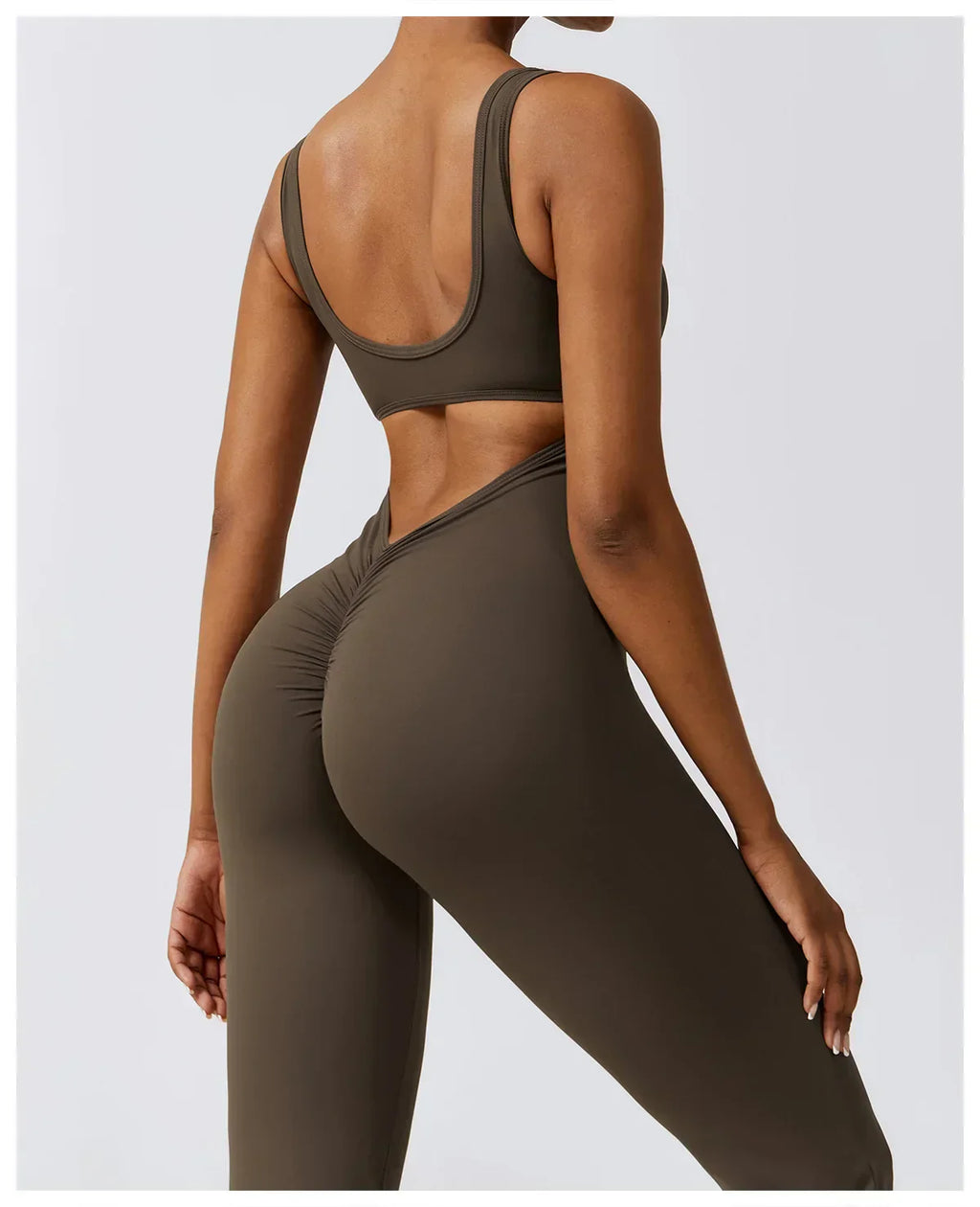 One-Piece Stretch Bodysuit - Women's Push-Up Workout Jumpsuit
