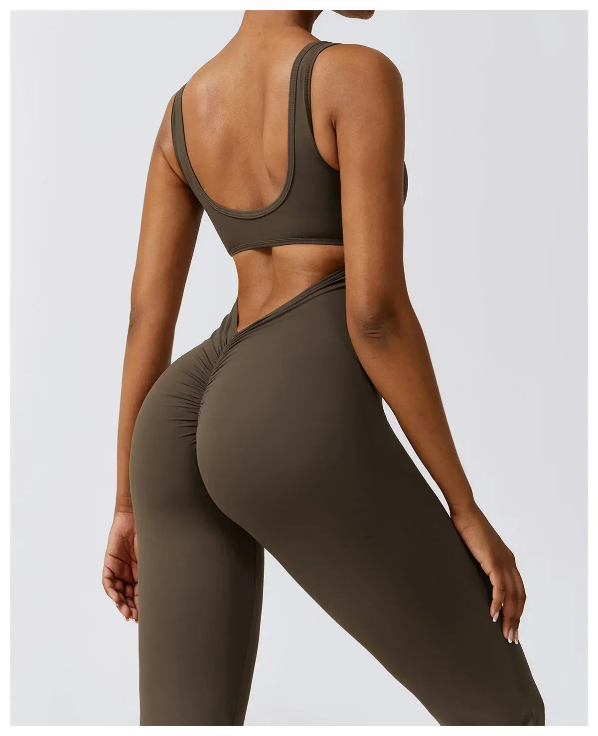One-Piece Stretch Bodysuit - Women's Push-Up Workout Jumpsuit