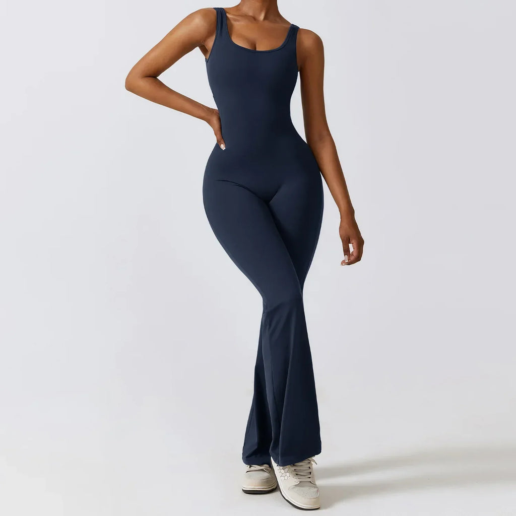 One-Piece Stretch Bodysuit - Women's Push-Up Workout Jumpsuit
