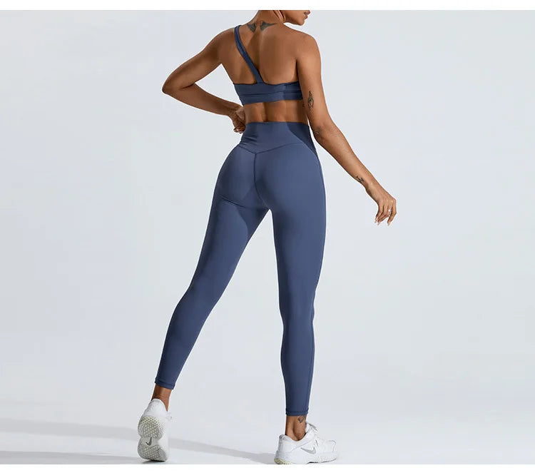 One-Shoulder Sports Bra - Women's High-Support Yoga Vest