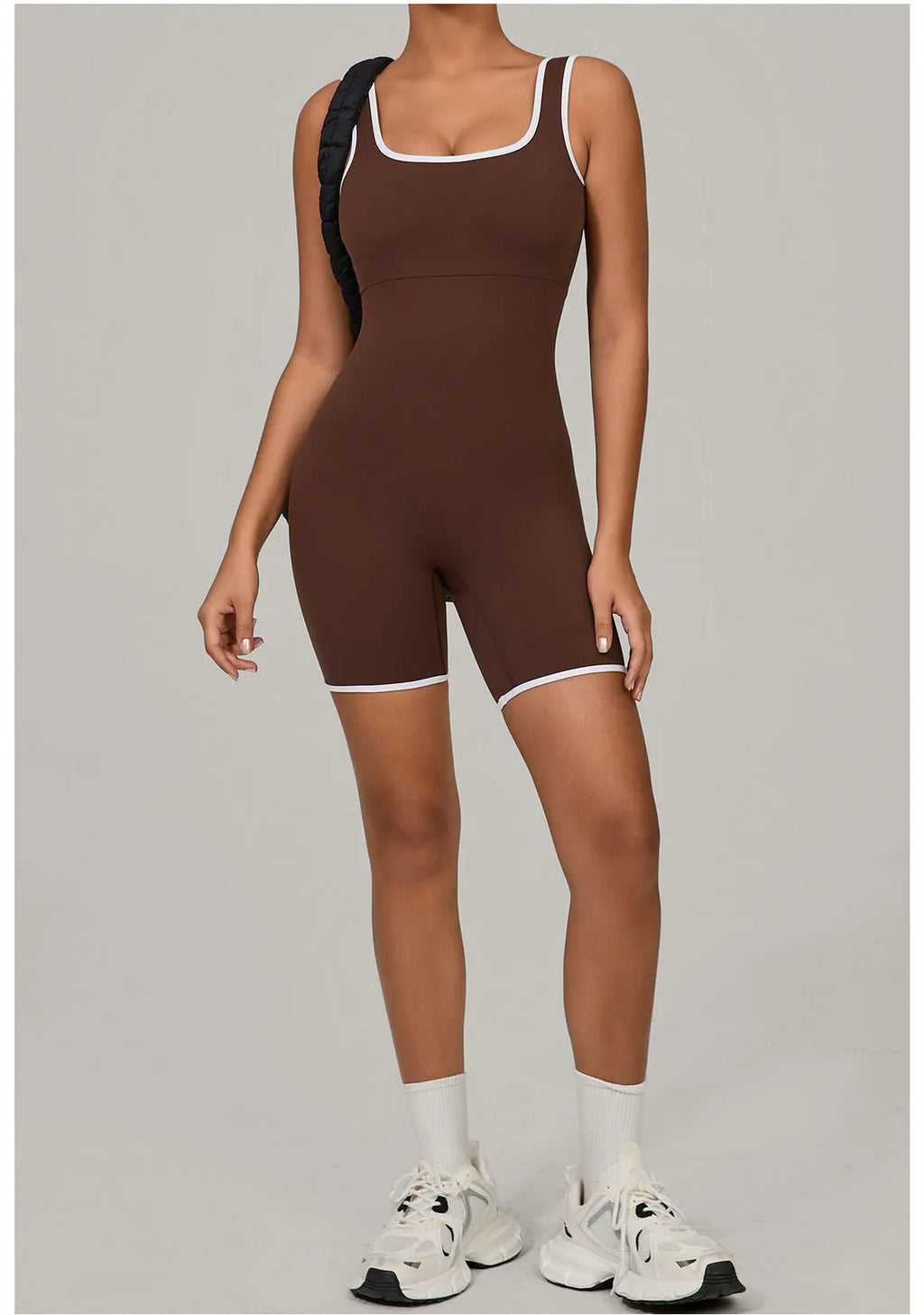 Color-Block Sleeveless Romper - Women's Quick-Dry Yoga Jumpsuit