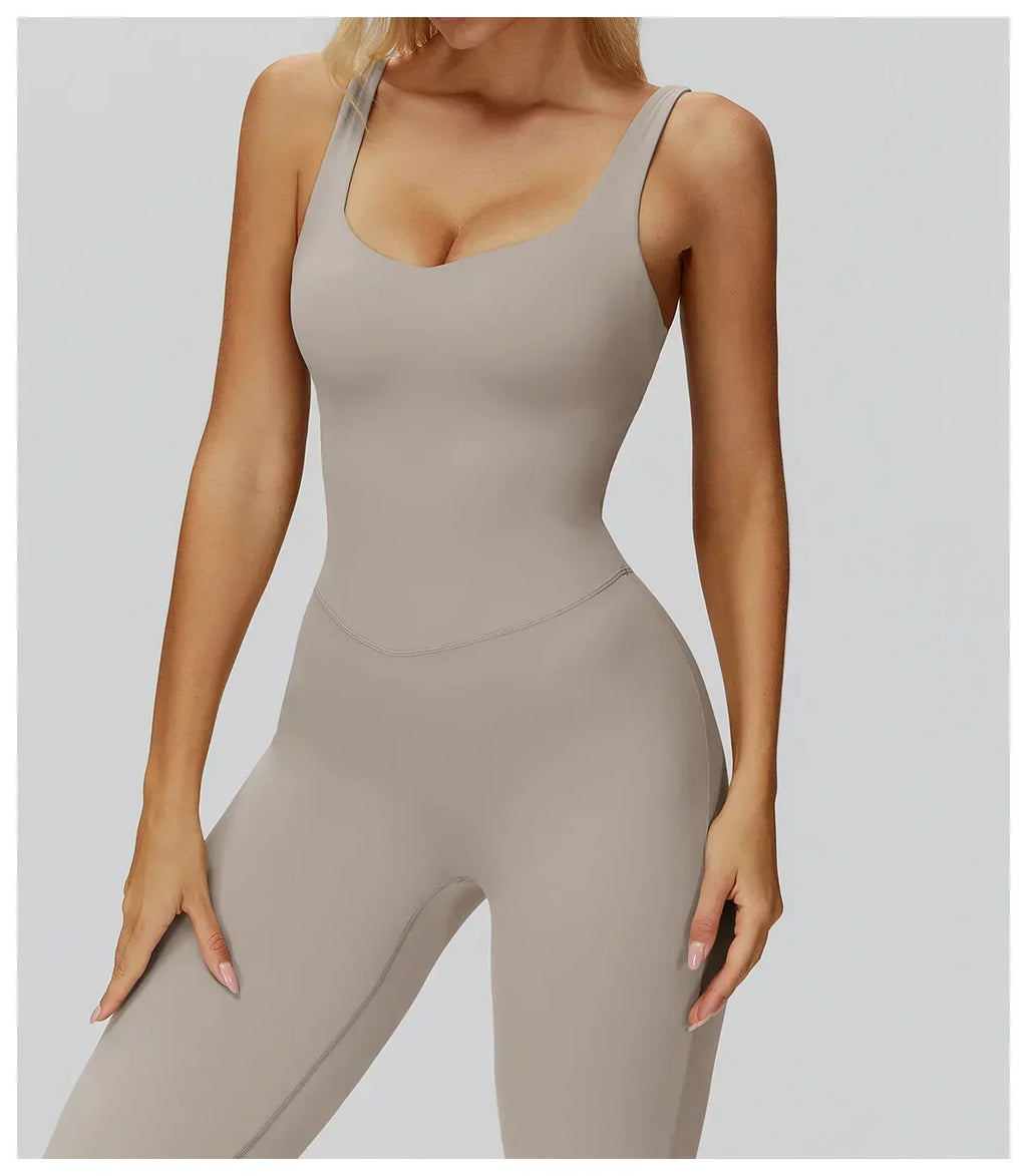 Stretch Push-Up Romper - Women's Yoga & Gym Tracksuit Set