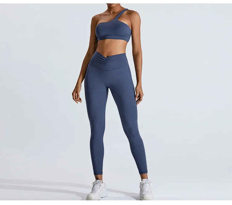One-Shoulder Sports Bra - Women's High-Support Yoga Vest