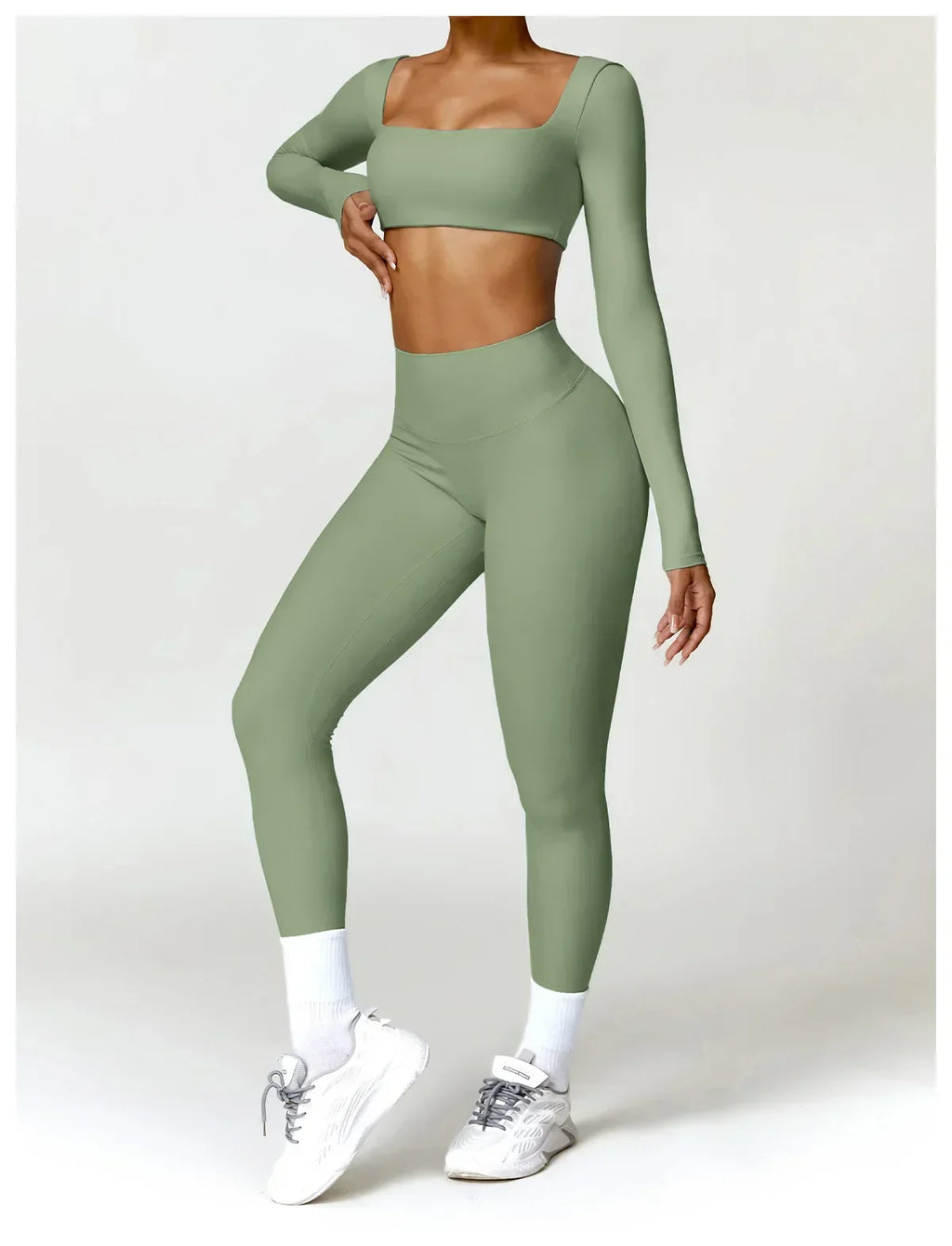 2-Piece Legging & Long Sleeve Set - Women's Yoga Tracksuit